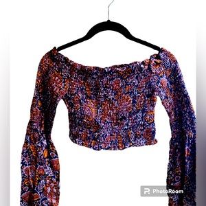 Olivaceous Ruched Long Sleeve Crop Top